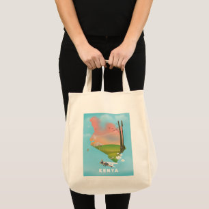 Bolso De Tela Afiche de viaje del Ilustracion Mapa de Kenia.