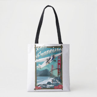 Bolso De Tela Afiche de viaje en vuelo de San Francisco