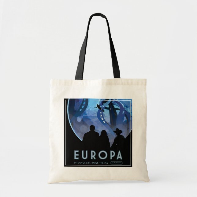 Bolso De Tela Afiche de viaje espacial retro - Europa de la luna (Frente)