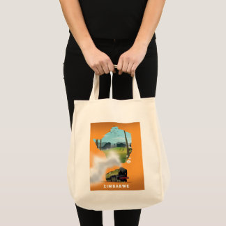 Bolso De Tela Afiche de viaje ilustrado en el mapa de Zimbabue