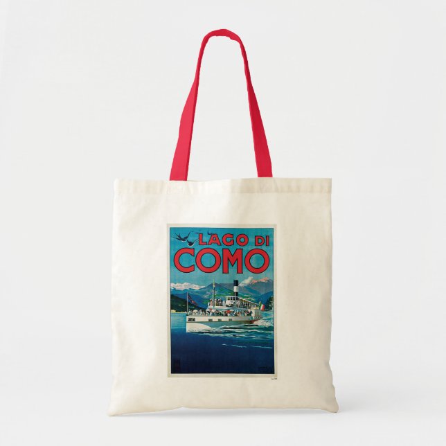 Bolso De Tela Afiche de viaje italiano por el lago de Como (Frente)