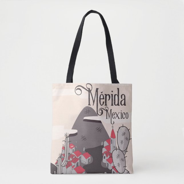 Bolso De Tela Afiche de viaje Mérida México (Anverso)