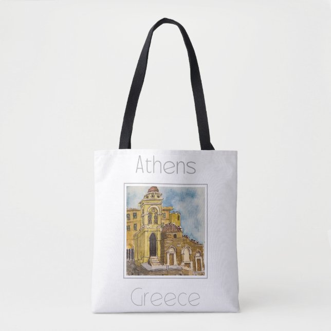 Bolso De Tela Afiche de viaje para Atenas Grecia (Anverso)