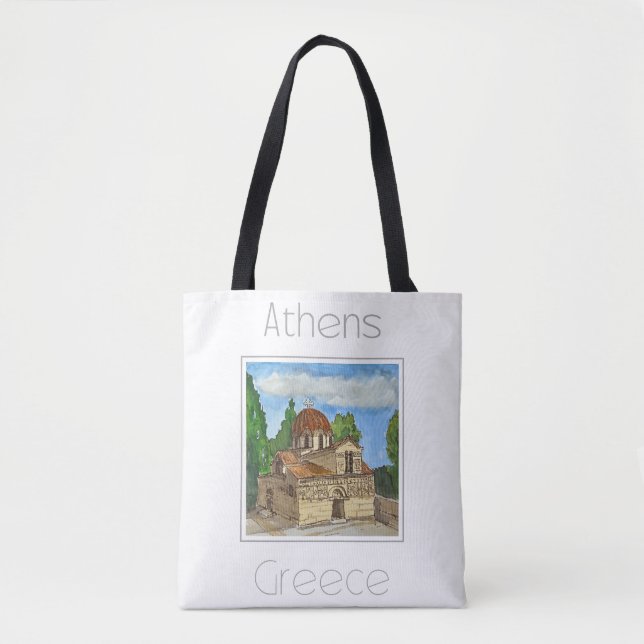 Bolso De Tela Afiche de viaje para Atenas Grecia (Anverso)