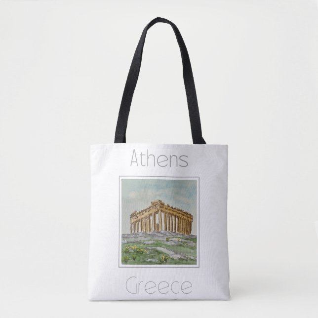 Bolso De Tela Afiche de viaje para Atenas Grecia (Anverso)