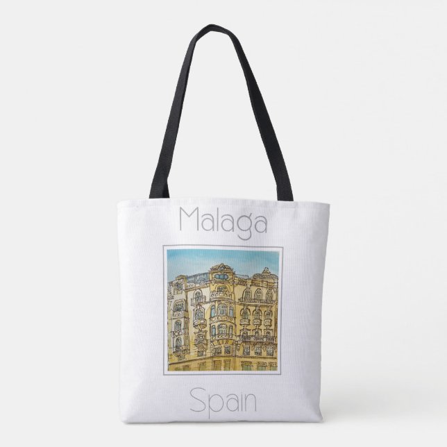 Bolso De Tela Afiche de viaje para Málaga España (Reverso)