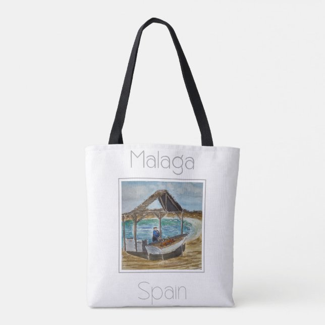 Bolso De Tela Afiche de viaje para Málaga España (Reverso)