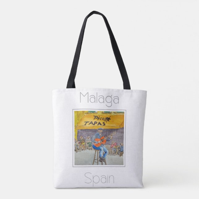 Bolso De Tela Afiche de viaje para Málaga España (Reverso)