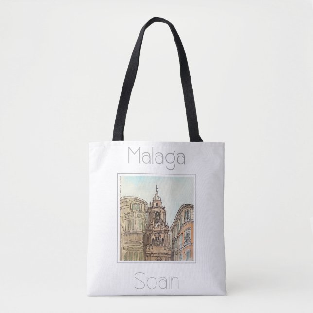 Bolso De Tela Afiche de viaje para Málaga España (Anverso)