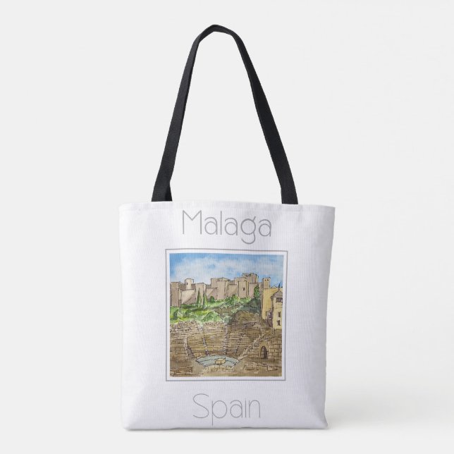 Bolso De Tela Afiche de viaje para Málaga España (Reverso)