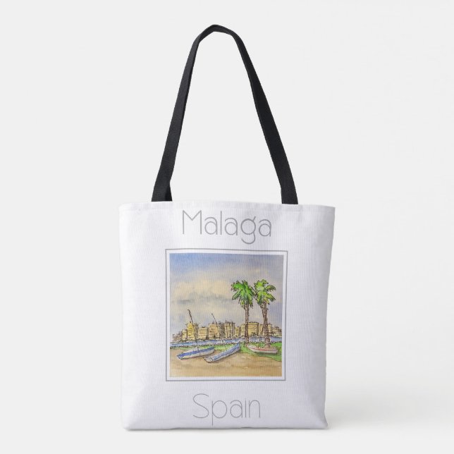 Bolso De Tela Afiche de viaje para Málaga España (Reverso)