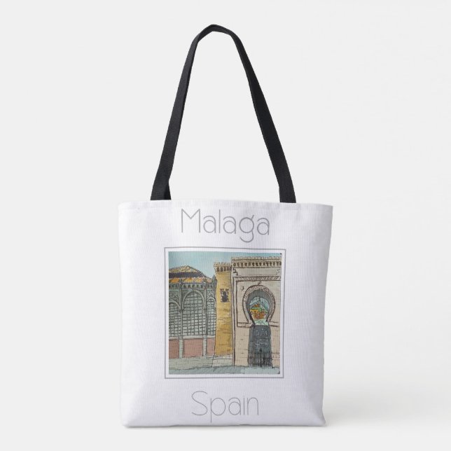Bolso De Tela Afiche de viaje para Málaga España (Reverso)