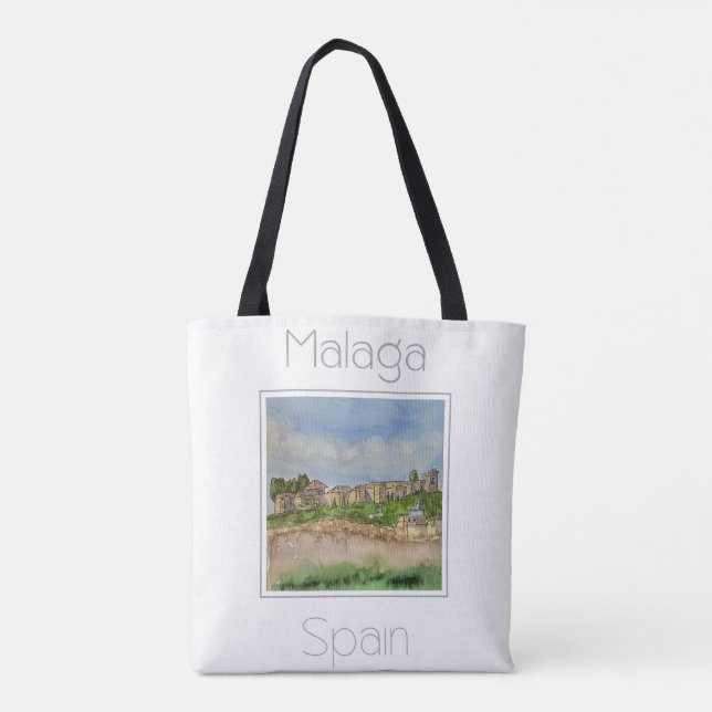 Bolso De Tela Afiche de viaje para Málaga España (Reverso)