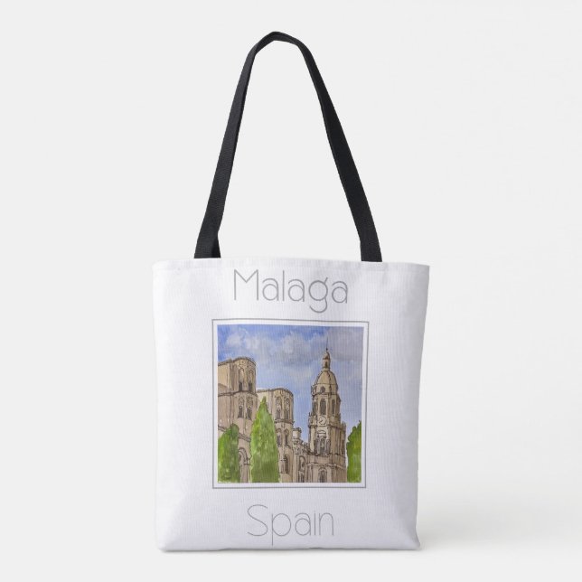 Bolso De Tela Afiche de viaje para Málaga España (Reverso)