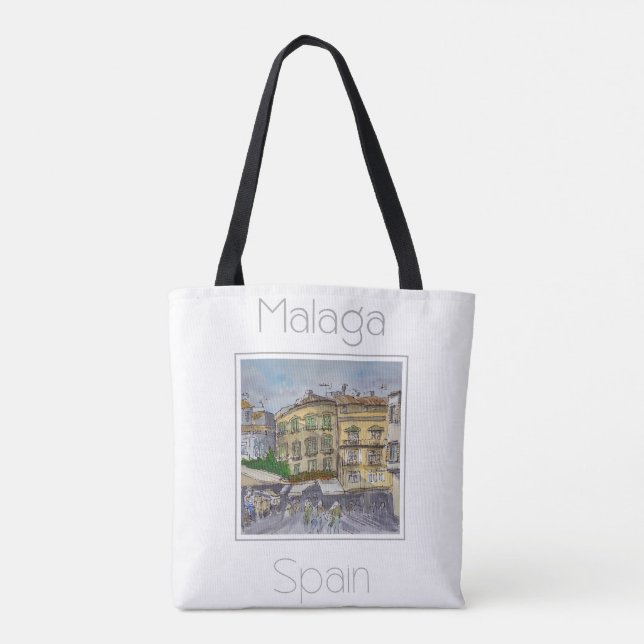 Bolso De Tela Afiche de viaje para Málaga España (Reverso)