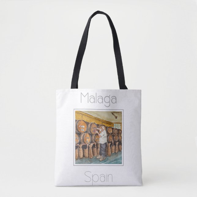 Bolso De Tela Afiche de viaje para Málaga España (Anverso)