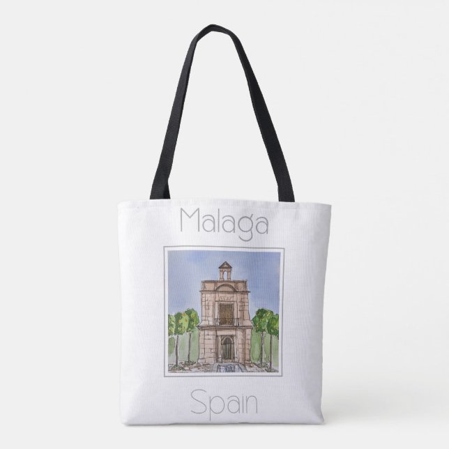 Bolso De Tela Afiche de viaje para Málaga España (Reverso)