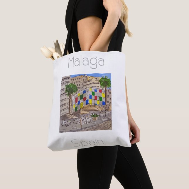 Bolso De Tela Afiche de viaje para Málaga España (Detalle)