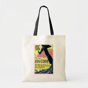 Bolso De Tela Afiche de viaje que promueve el acantilado marino,