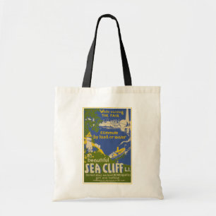 Bolso De Tela Afiche de viaje que promueve el acantilado marino,
