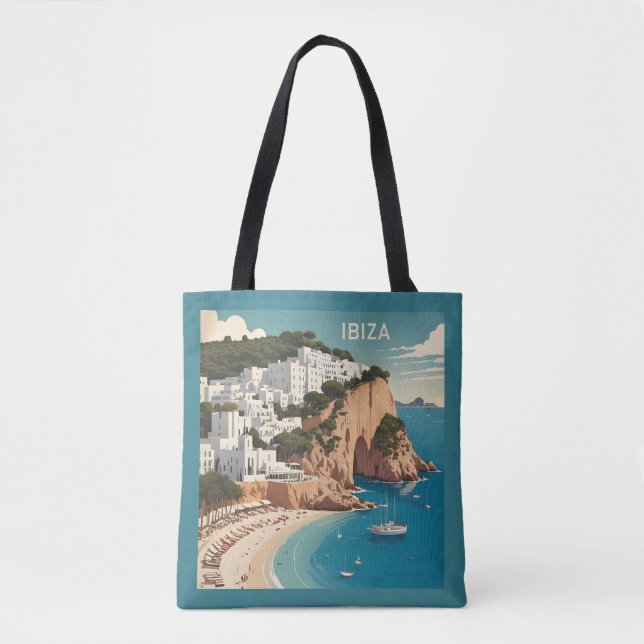 Bolso De Tela Afiche de viajes de Ibiza, España (Anverso)