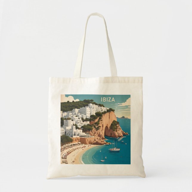 Bolso De Tela Afiche de viajes de Ibiza, España (Frente)