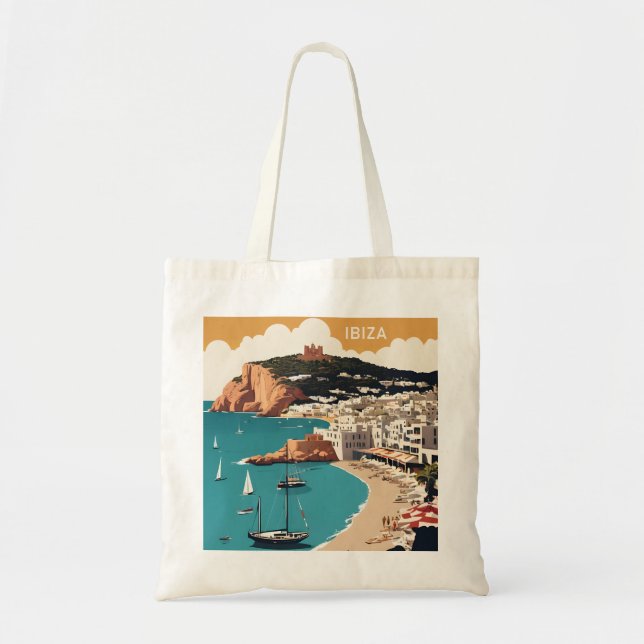 Bolso De Tela Afiche de viajes de Ibiza, España (Frente)