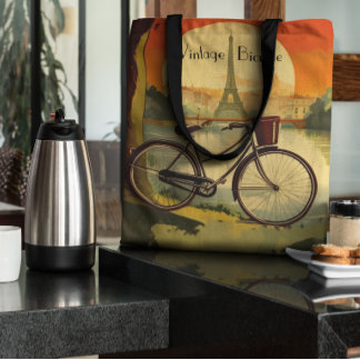 Bolso De Tela Afiche de viajes en bicicleta, personalizable de P