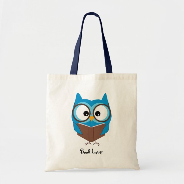 Bolso De Tela Aficionado a los libros personalizado del búho - (Frente)