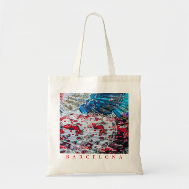 Bolso De Tela Aficionados al souvenirs de Barcelona miran la bol (Frente)