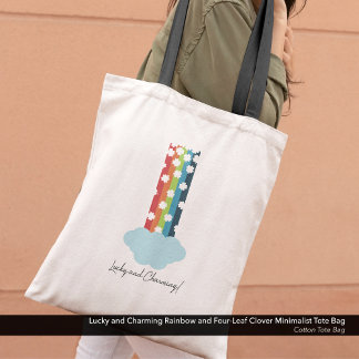 Bolso De Tela Afortunado y encantador arcoiris de 4 hojas Minima