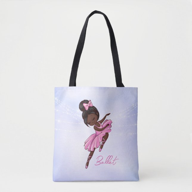 Bolso De Tela African America Ballerina Purple Ballet Danza (Anverso)