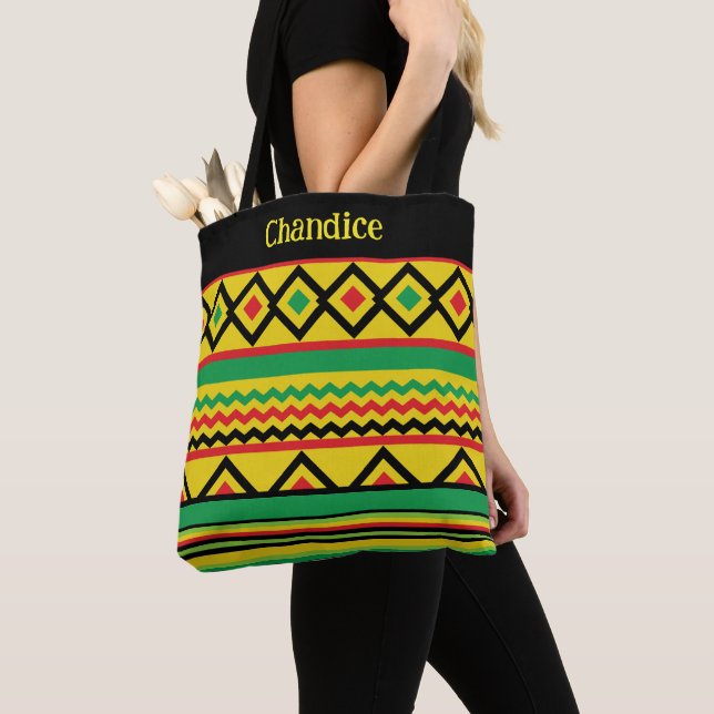 Bolso De Tela African Kente Geometric Bold Patterado (Detalle)