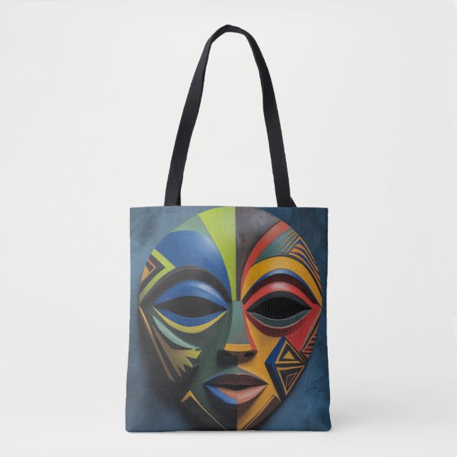 Bolso De Tela African Tribal Mask Cubism Abstract  (Anverso)