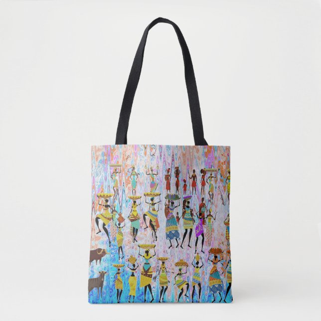 Bolso De Tela African Village (Anverso)