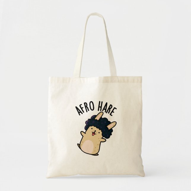 Bolso De Tela Afro Hare Conejo Gracioso Con Afro Pun (Frente)