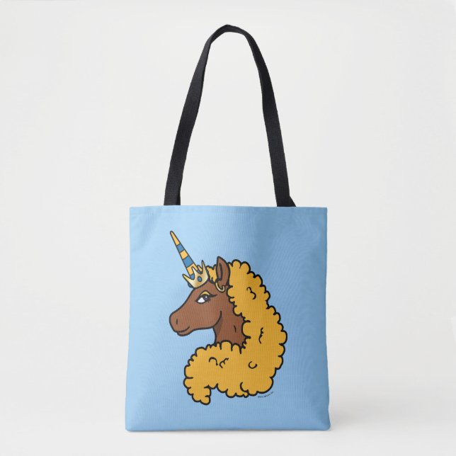 Bolso De Tela Afro Unicornio amarillo (Anverso)