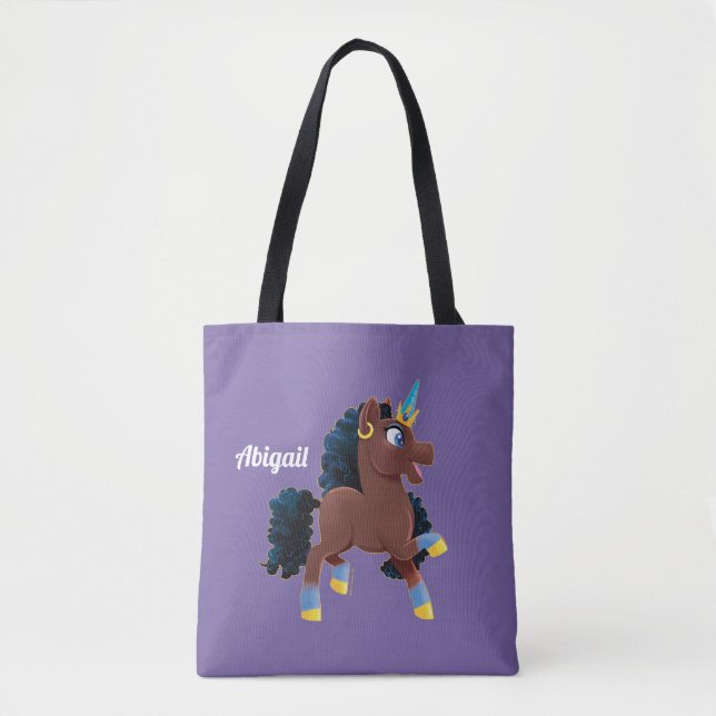 Bolso De Tela Afro Unicornio | Prancing mágico (Anverso)