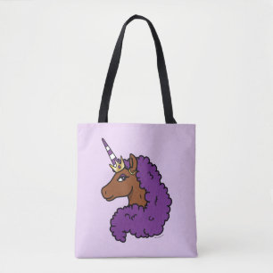 Bolso De Tela Afro Unicornio púrpura