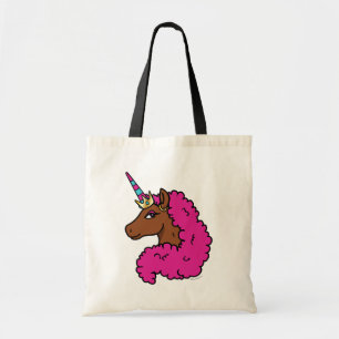 Bolso De Tela Afro Unicornio rosa caliente