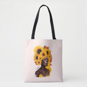 Bolso De Tela Afroamericana con pelo afro girasol