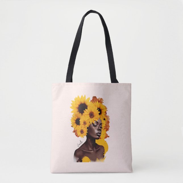 Bolso De Tela Afroamericana con pelo afro girasol (Anverso)