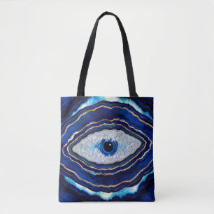 Bolso De Tela Agante azul ocular malvado geode arte digital