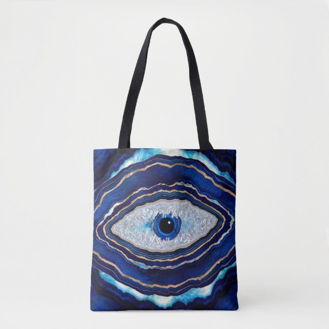 Bolso De Tela Agante azul ocular malvado geode arte digital (Anverso)