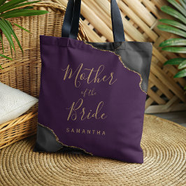 Bolso De Tela Ágata de Oro Negro Madre de la Novia Púrpura