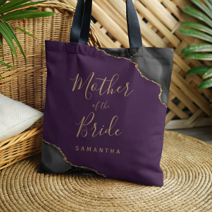 Bolso De Tela Ágata de Oro Negro Madre de la Novia Púrpura
