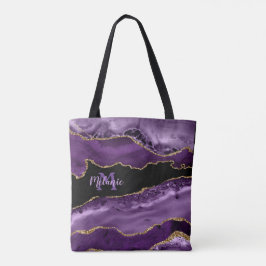 Bolso De Tela Agate morado y Purpurina de oro