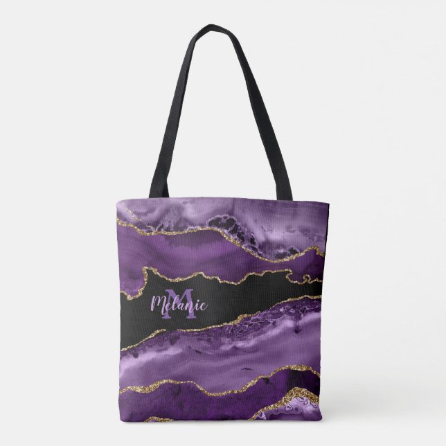 Bolso De Tela Agate morado y Purpurina de oro (Reverso)