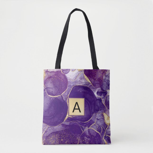 Bolso De Tela Agate Purpurina de oro morado (Anverso)