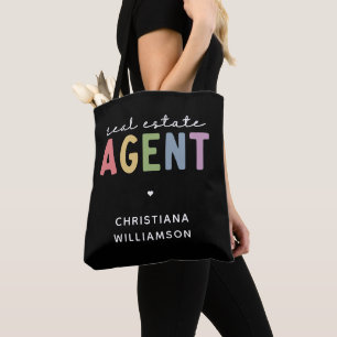 Bolso De Tela Agente inmobiliario de nombre personalizado   Rega